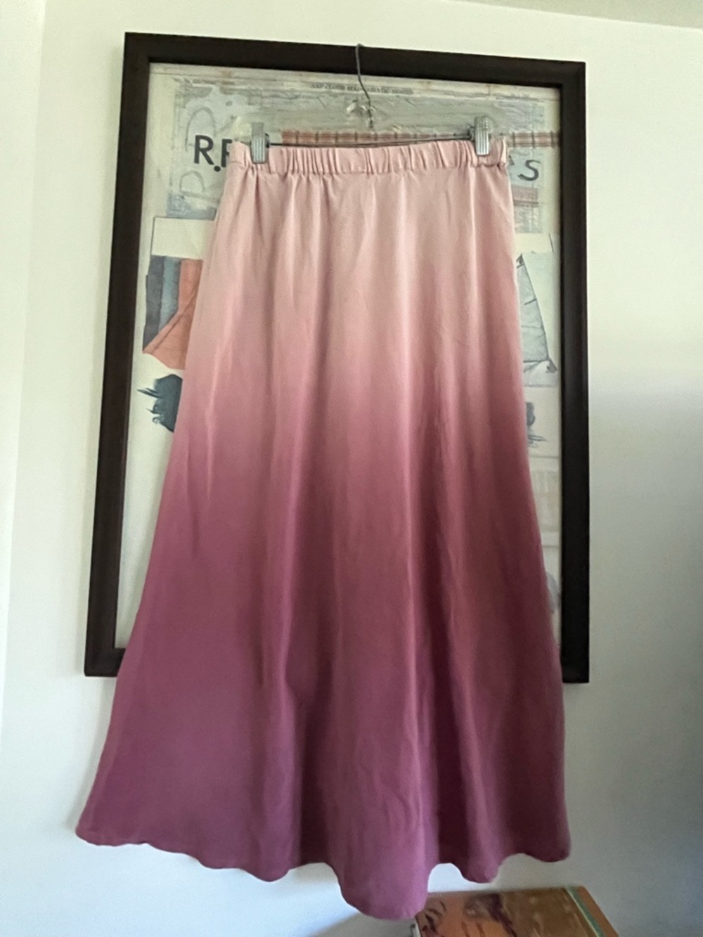 Pink Ombre 100% Silk Maxi A-line Slip Skirt M-XL